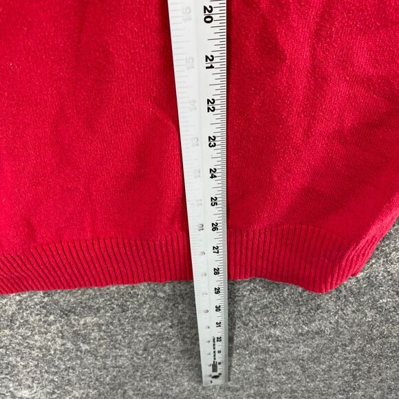 Lands' End Sweater Pullover Men XL Red V-Neck Long Sleeve Knit Cotton Regular - Picture 8 of 10